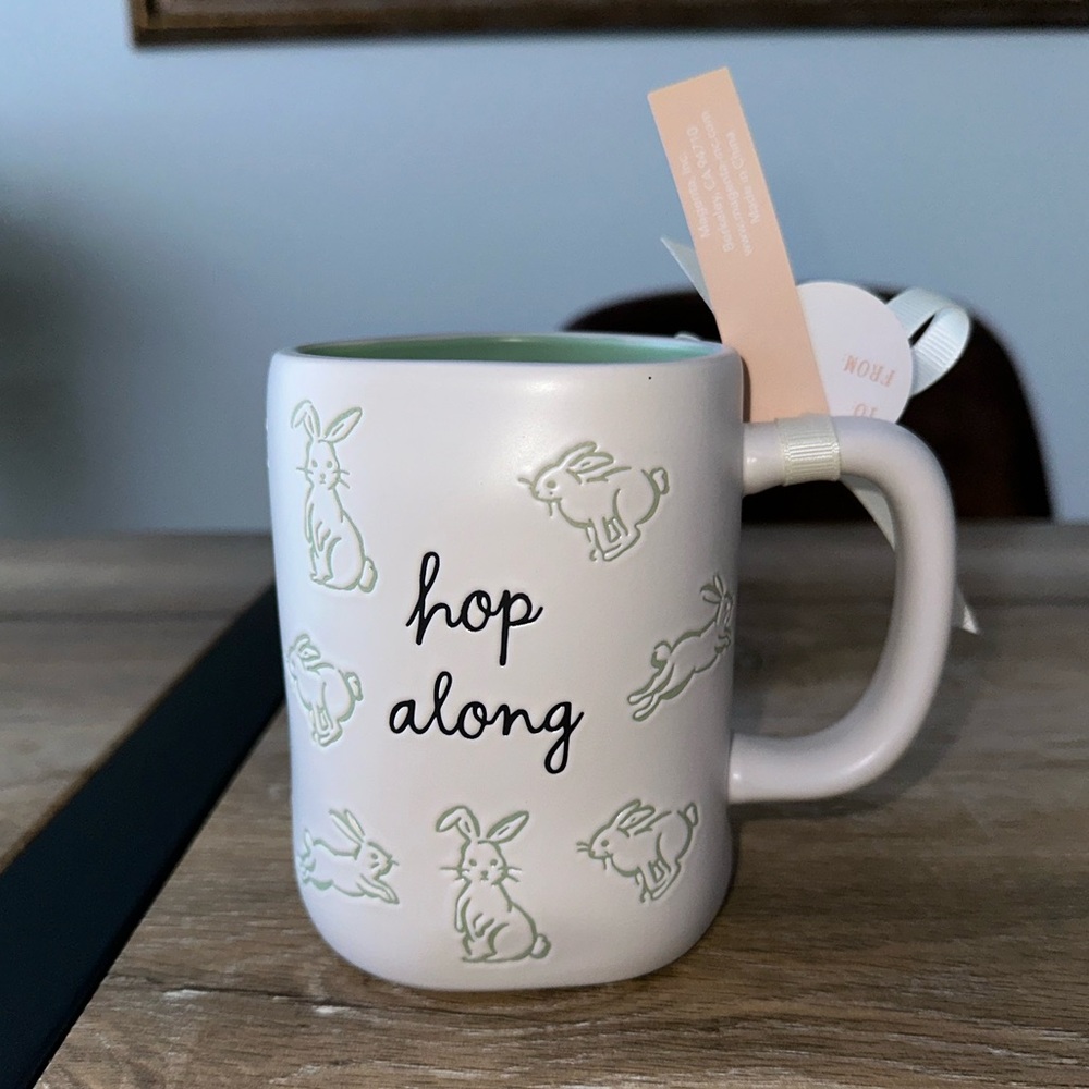 Rae Dunn “Hop Along” Mint Green Bunny Mug — NWT Easter Spring Farmhouse Decor
